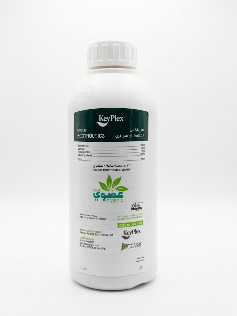 ECOTROL IC3 INSECTICIDE-1 LITER, PUBLIC HEALTH PESTICIDE / ORGANIC | ROSEMARY OIL 10.0%, GERANIOL 5.0% & PEPPERMINT OIL 2.0% |BROAD-SPECTRUM ORGANIC CONTROL FOR COCKROACHES, ANTS, MOSQUITOES & MORE|