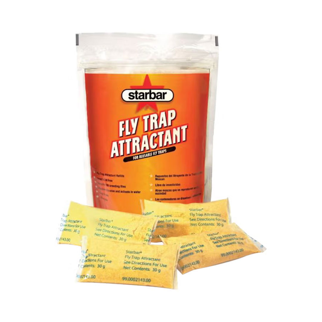 STARBAR FLY TRAP ATTRACTANT REFILLS, PUBLIC HEALTH PEST BAIT | Z-9-TRICOSENE, PUTRESCENT WHOLE EGG SOLIDS & TRIMETHYLAMINE | HIGH-ATTRACTANT POWDER FORMULA FOR REUSABLE FLY TRAPS|