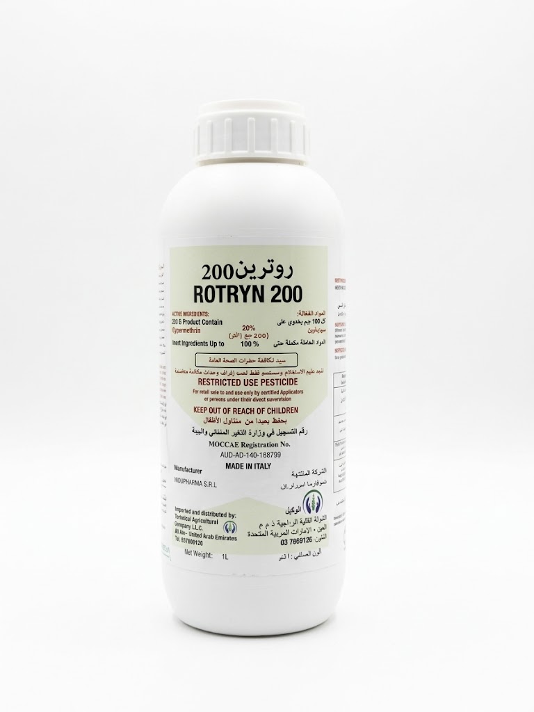 ROTRYN 200 INSECTICIDE-1L, PUBLIC HEALTH PESTICIDE | CYPERMETHRIN 20% EMULSIFIABLE CONCENTRATE |CONTACT AND STOMACH ACTION CONTROL FOR BED BUGS, COCKROACHES, TERMITES & MORE|