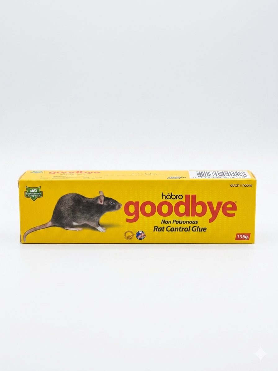 HABRO GOODBYE NON POISONOUS RAT CONTROL GLUE-135G, PUBLIC HEALTH MOUSE & RAT TRAPPING GLUE | TOXIC-FREE ADHESIVE FORMULA | SAFE MULTI-PEST MECHANICAL CONTROL FOR RODENTS, LIZARDS & INSECTS|