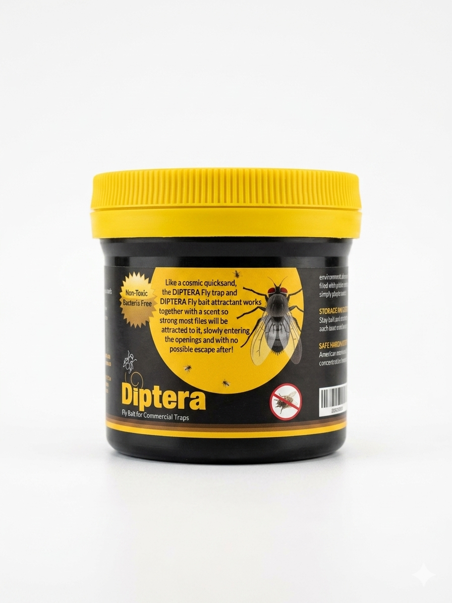 DIPTERA FLY BAIT FOR COMMERCIAL TRAPS-100G, PUBLIC HEALTH PEST BAIT | SODIUM BICARBONATE, BAKER'S YEAST AND ADDITIVES | NON-TOXIC BACTERIA-FREE ATTRACTION FORMULA FOR FLY TRAPS|